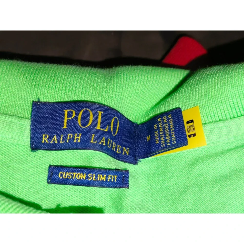 Polo Ralph Lauren Mens Custom Slim Fit Green Cotton Pique Polo Shirt Size M